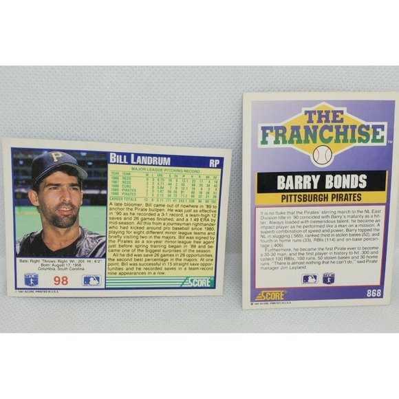 Vintage Mixed Lot Of 6 Mixed Player Pittsburgh Pirates Score 1991 Baseball Cards - Picture 4 of 8